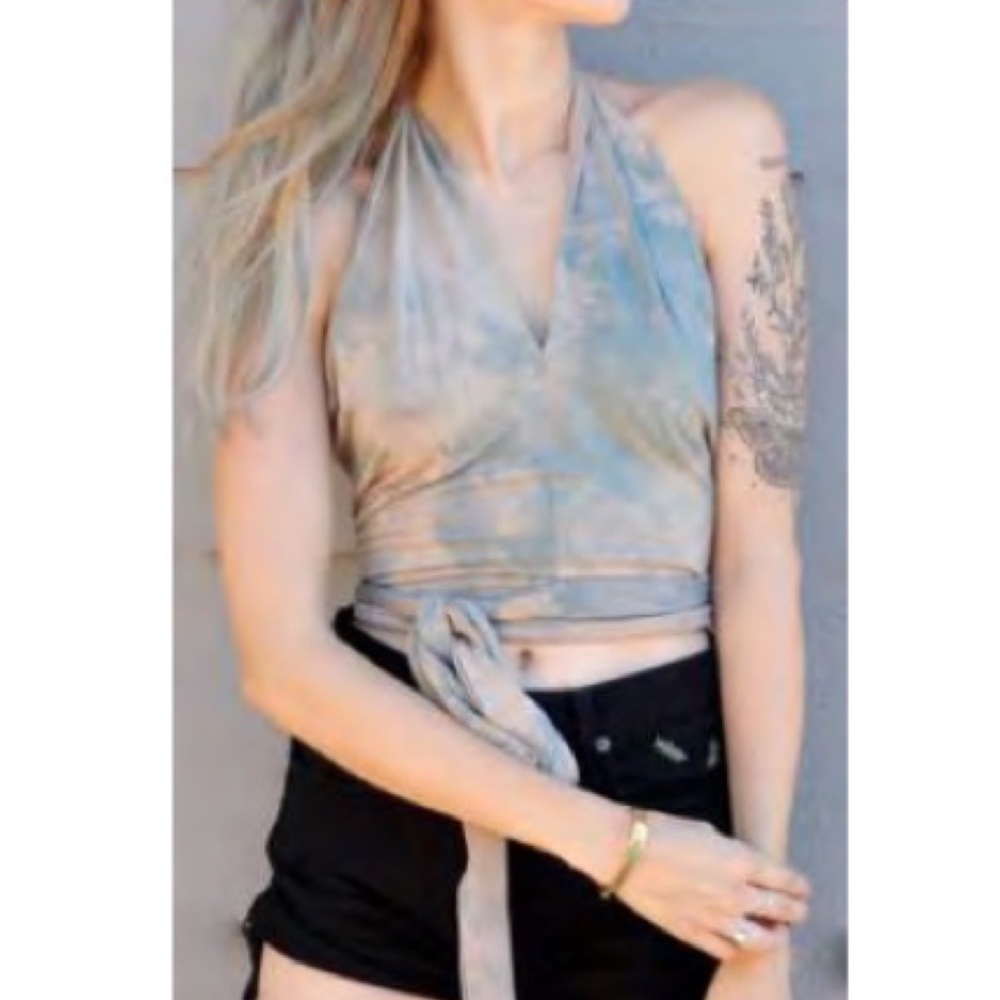 NWT Anthropologie Desert Rose Tie Dye Halter Wrap Crop Top S